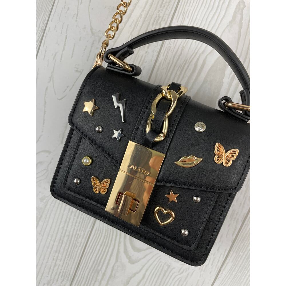 ALDO Alobrennon Black Studded Mini Crossbody Bag NWOT